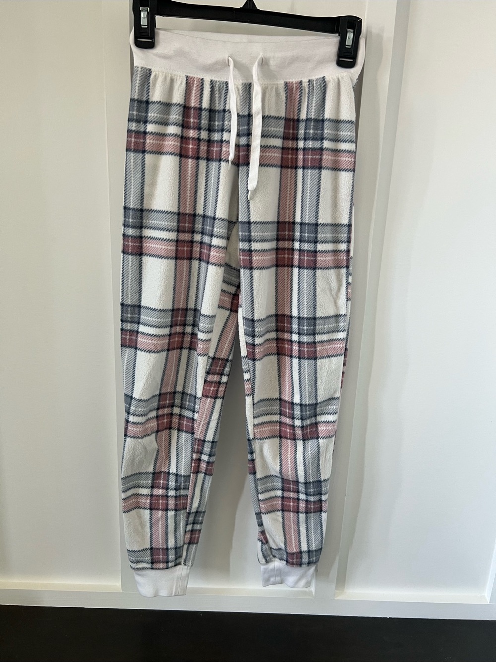 Aeropostale Plaid Pajama Pants - White with Pink and Gray